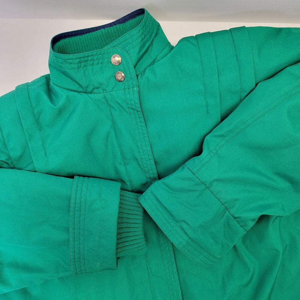 River Edge VTG Womens Green Flannel Lined Water Resist Knit Collar Jacket 9/10
